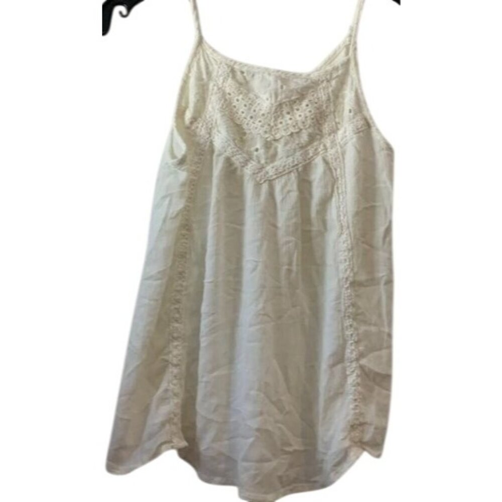 Maurices Womens Ivory Lace Trim Sleeveless Tank Top With Crochet Details - Size